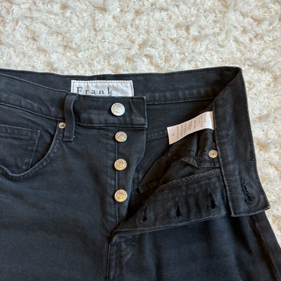 Frank and Eileen Women's 26 Monaghan Black Straight Mom Jeans Distressed Raw Hem - Picture 7 of 14